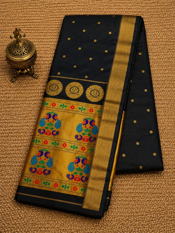 Rajdhara Handloom Paithani Silk Saree Classic Black