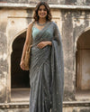 Indiehaat | Pure Mul Cotton Sequin Saree Gray