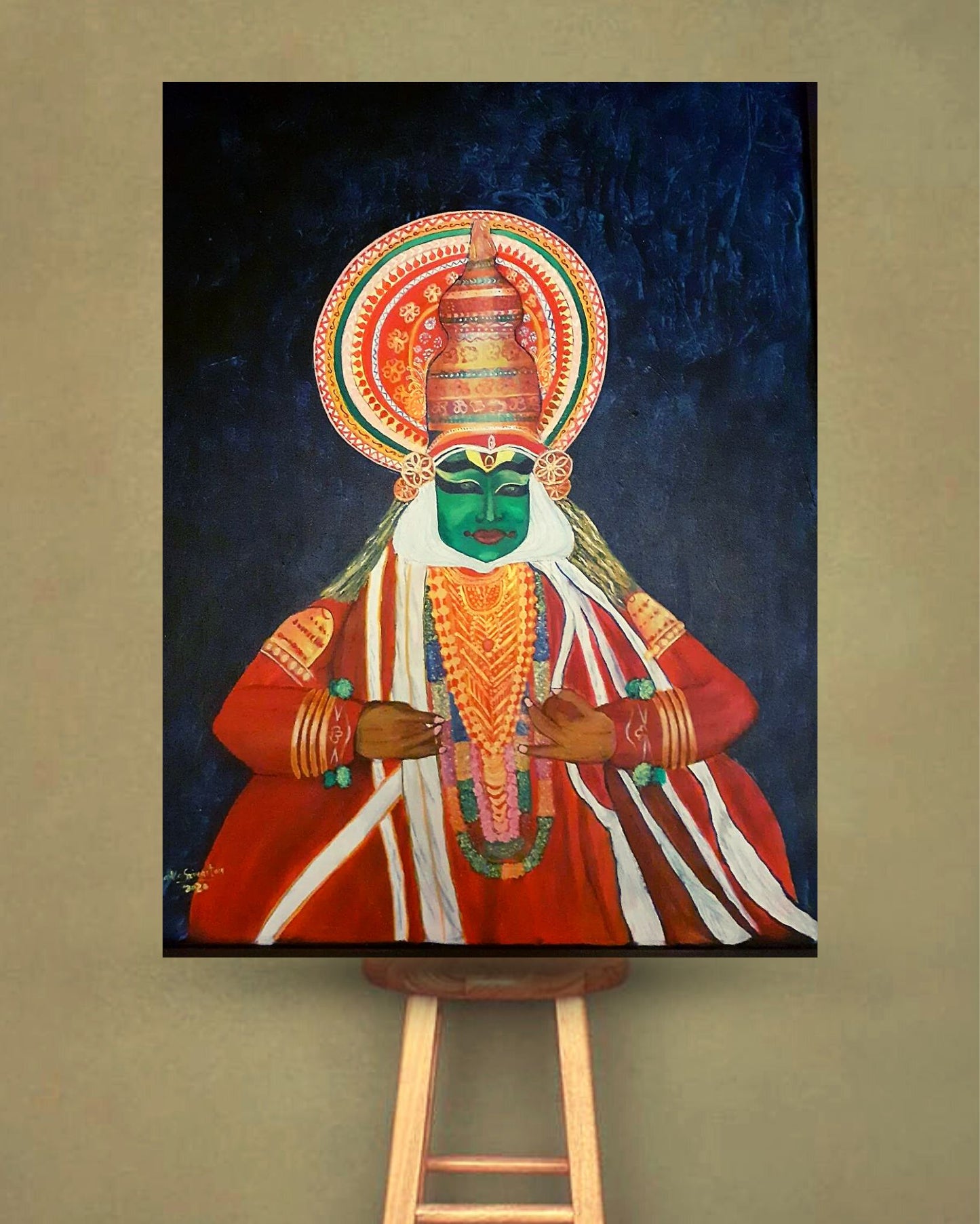 Acrylic Dynamic Hand-Painted (Kathakkali Dancer)