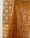 Heavy Embroidered Kota Doria Suit Brown (Top+Bottom+Dupatta)