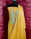Gulmohar Pure Linen Embroidered Mustard Yellow Suit Piece