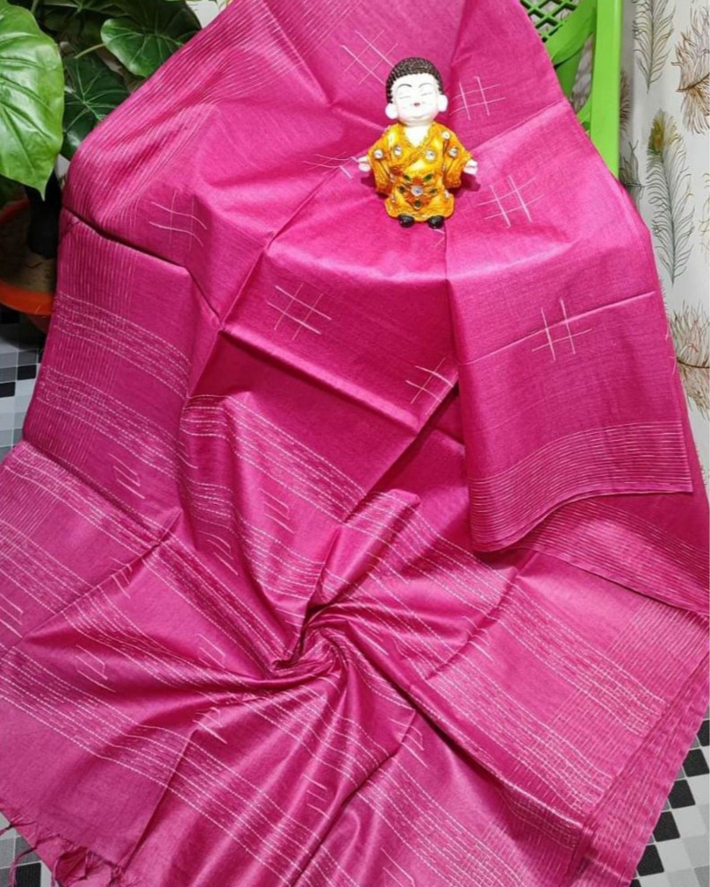Katan Violet Silk Saree Handcrafted