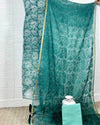 Pure Cotton Kota Doria Suit (Top+Bottom+Dupatta) Sea Green Color with heavy embroidered Dupatta - IndieHaat