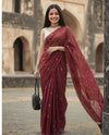 Indiehaat | Pure Mul Cotton Sequin Saree Red
