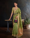 Indiehaat | Organza Silk Weaving Green Saree | Stunning