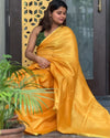 Gleaming Pure Tissue Linen Yellow Handdyed Saree