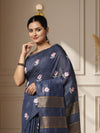 Adorable Eri Tussar Silk Embroidered Blue Saree