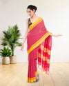 Handloom Mark Patteda Anchu Bold Red Cotton Saree