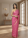Gilded Hue Kota Silk Zari Stripe Saree Pink