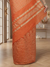 Sacred Loom Kota Silk Temple Border Saree Orange