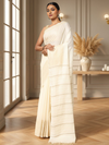 Poised Silkmark Certified Chanderi Silk Saree Cream