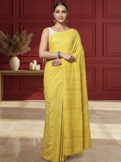 Silkmark Ghicha Tussar Effulgent Yellow Saree
