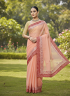 Gilded Grace Kota Cotton Gota Patti Saree Light Peach