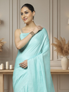 Katan Sea Blue Silk Saree Weaving Design with Blouse-Indiehaat