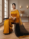 Melodic Pure Maheshwari Silk Handloom Saree Yellow & Brown