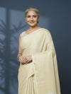 Effulgent Pure Tissue Linen Handdyed Saree Off White