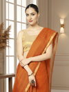 Sophisticated Pure Silk Kota Doria Handdyed Orange Saree