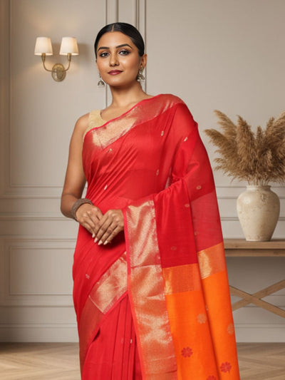 Gorgeous Maheshwari Silk Pure Handloom Saree Red