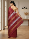 Jaquard Kota Slub Saree Hand Dyed Royal Red