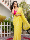Tepchi Handwork Georgette Work Yellow Saree