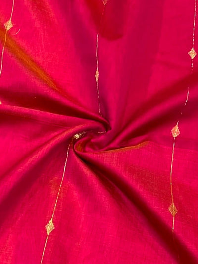 Indiehaat | Maheshwari Silk Red Zari Buta Saree