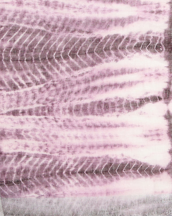 Expressive Linen Shibori Hand Dyed Saree Purple