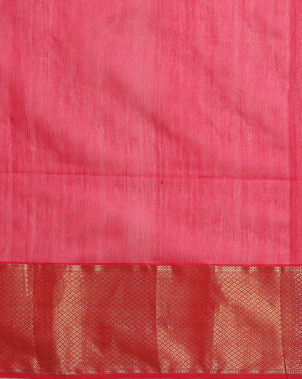 Glossy Maheshwari Silk Pure Handloom Saree Red