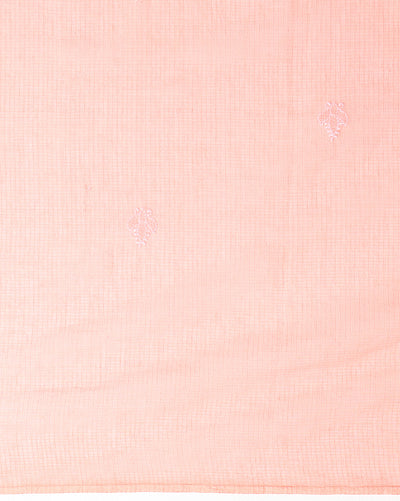 Blush Chikankari Kota Doria Saree Light Peach Handcrafted
