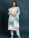 IndieHaat Kota Doria Blue Suit Handblock Print 3/4th Sleeve