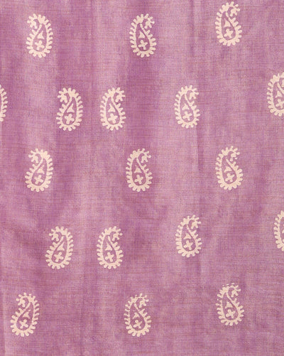 Wax Batik Hand Dyed Khadi Silk Purple Suit (T+B+D)