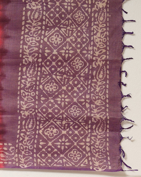 Wax Batik Hand Dyed Khadi Silk Purple Suit