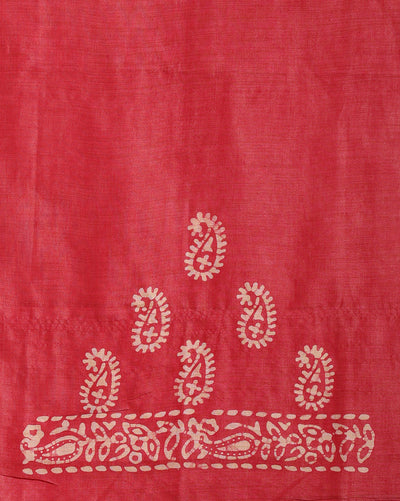 Wax Batik Hand Dyed Khadi Silk Purple Suit (T+B+D)