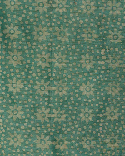 Wax Batik Hand Dyed Khadi Silk Sea Green Suit (T+B+D)