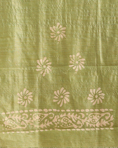 Wax Batik Hand Dyed Khadi Silk Sea Green Suit (T+B+D)