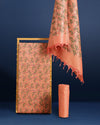 Printed Khadi Silk Peach Suit