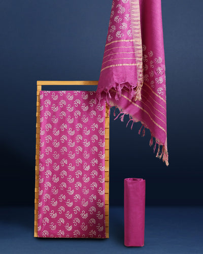 Katan Silk Tranquil Blockprint Purple Suit