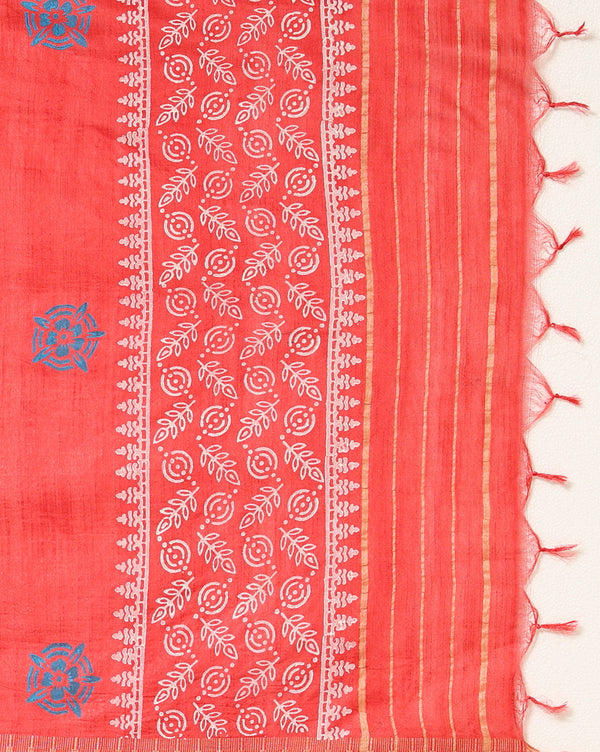 Katan Silk Splendid Blockprint Red Green Suit