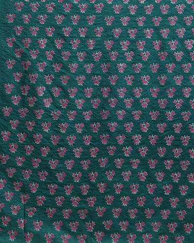 Katan Silk Gleaming Blockprint Green Suit (T+B+D)