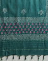 Katan Silk Gleaming Blockprint Green Suit