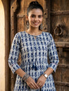 Indiehaat | Blockprinted Cotton Frill Dress Indigo