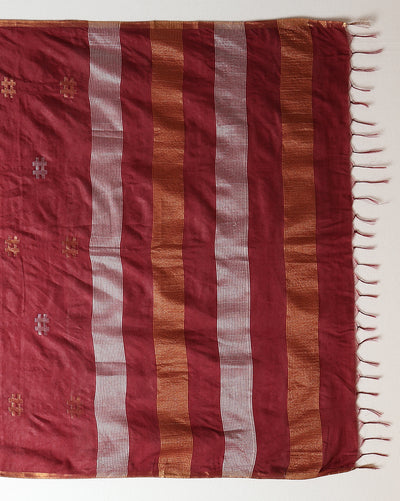 Jaquard Kota Slub Saree Hand Dyed Royal Red