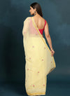 Kota Doria Pastel Yellow Saree Embroidery