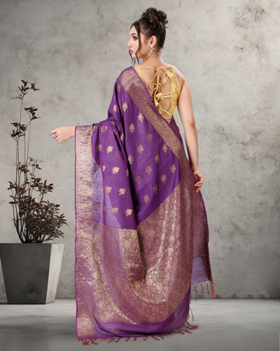 Ornate Banarasi Silk Jaquard Royal Purple Saree