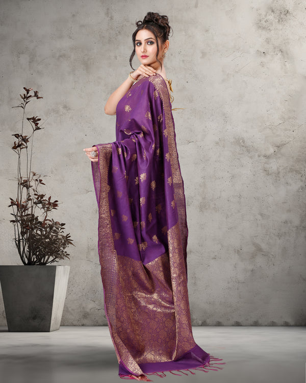 Ornate Banarasi Silk Jaquard Royal Purple Saree