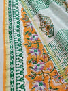 Indiehaat | Blockprint Chanderi Silk Saree Orange | Elegance in Silk