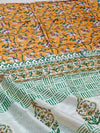Indiehaat | Blockprint Chanderi Silk Saree Orange | Elegance in Silk