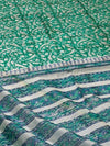 Indiehaat | Blockprint Chanderi Silk Saree Green | Elegance in Silk