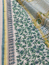 Indiehaat | Blockprint Chanderi Silk Saree Green | Elegance in Silk