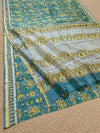 Indiehaat | Blockprint Chanderi Silk Saree Sea Green | Elegance in Silk