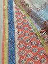 Indiehaat | Blockprint Chanderi Silk Saree Orange | Elegance in Silk